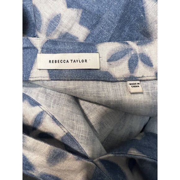 Rebecca Taylor Paper Fleur Whisper Linen Midi Dress Women's Blue S - Picture 9 of 12